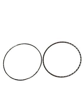 Vintage Etched Textured Bangle Bracelets Set of 2 Silver Tone Jewelry Women